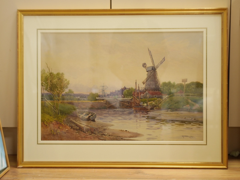 Archibald Webb (Exh. 1886-1893), watercolour on paper, ‘A View of Rye from the river’, signed and dated 1890, details verso, 44 x 68cm. Condition - good